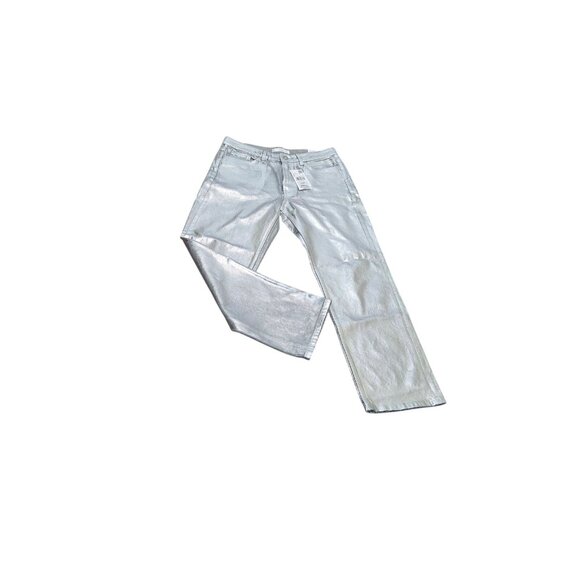 ✨ MNG by Mango Metallic Silver Wide-Leg Jeans – Size US 8 / EU 40 – NWT - Picture 9 of 13